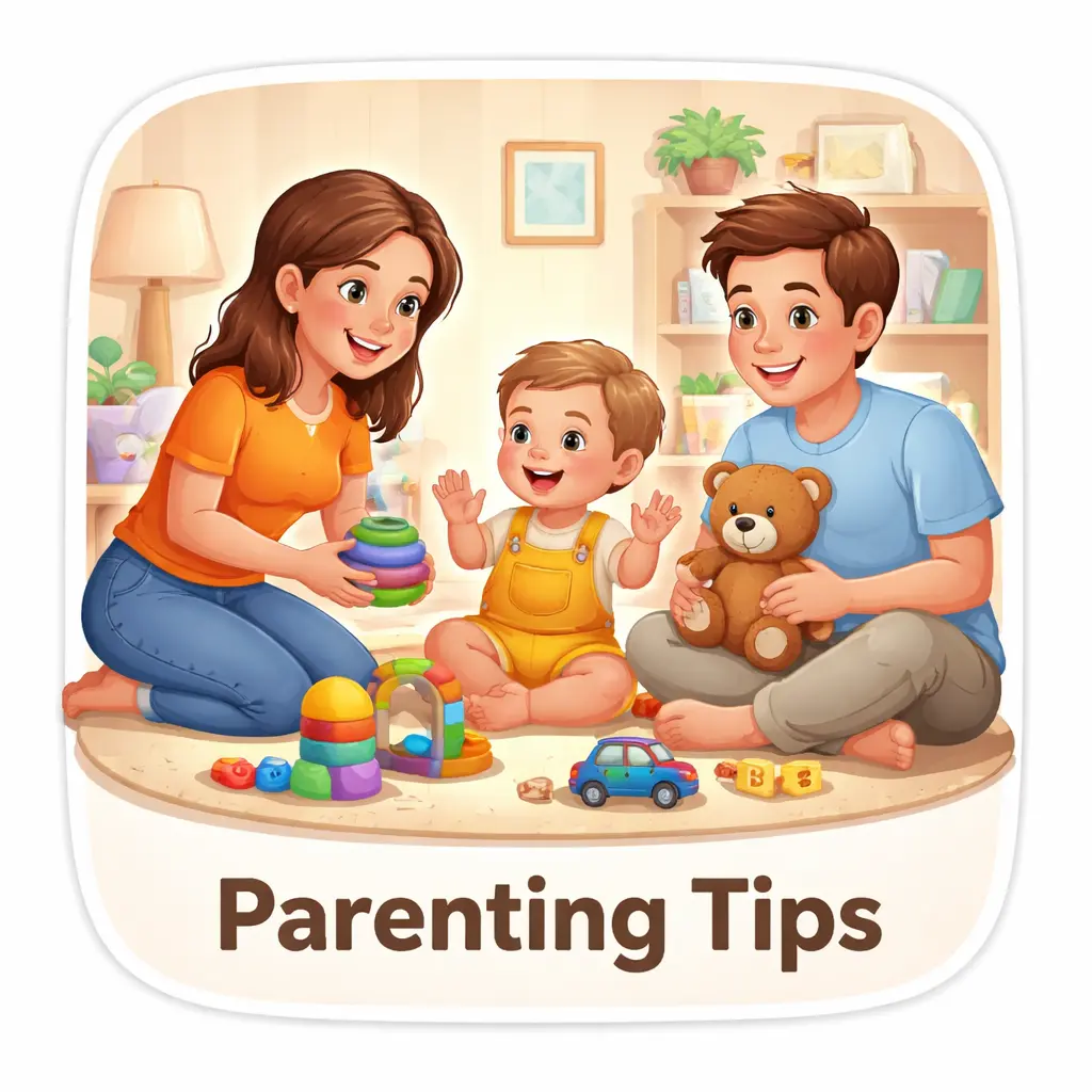 Parenting tips for kids with parents playing with toddler using educational toys at home